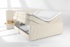 LILIUM PRO Boxspringbett mit LED-Nachttischen Doppelzimmer mittelhart 200 cm Doppelmatratze + Visco-Topper Cordstoff weiß/ecru weiß/ecru - Foto 9