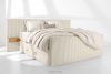 LILIUM PRO Boxspringbett mit LED-Nachttischen Doppelzimmer mittelhart 200 cm Doppelmatratze + Visco-Topper Cordstoff weiß/ecru weiß/ecru - Foto 2