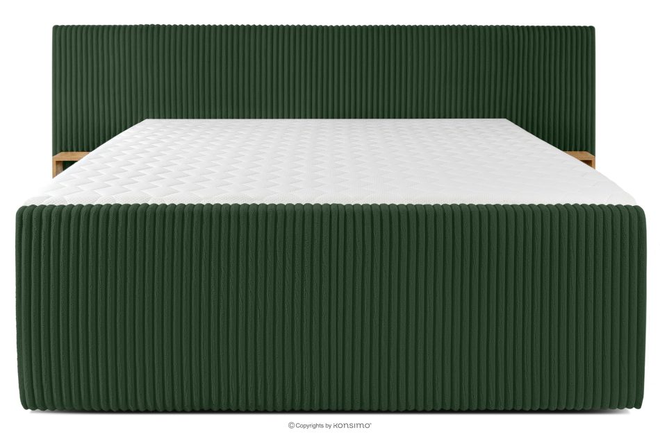 LILIUM PRO Boxspringbett mit LED-Nachttischen Doppelzimmer mittelhart 200 cm Doppelmatratze + Visco-Topper Cordstoff in Dunkelgrün dunkelgrün - Foto 5