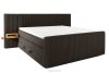LILIUM PRO Boxspringbett mit LED-Nachttischen Doppelzimmer mittelhart 200 cm Doppelmatratze + Visco-Topper Cordstoff in Dunkelbraun dunkelbraun - Foto 1