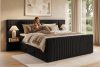 LILIUM PRO Boxspringbett mit LED-Nachttischen Doppelzimmer hart 200 cm Doppelmatratze + HR-Topper Cordstoff schwarz schwarz - Foto 23