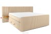 Boxspringbett mit LED-Nachttischen Doppelzimmer hart 200 cm Doppelmatratze + HR-Topper Cordstoff sandfarben