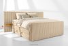 LILIUM PRO Boxspringbett mit LED-Nachttischen Doppelzimmer hart 200 cm Doppelmatratze + HR-Topper Cordstoff sandfarben sandfarben - Foto 2