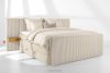 LILIUM PRO Boxspringbett mit LED-Nachttischen Doppelzimmer hart 200 cm Doppelmatratze + HR-Topper Cordstoff beige beige - Foto 2