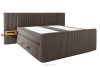 LILIUM PRO Boxspringbett mit LED-Nachttischen Doppelzimmer hart 200 cm Doppelmatratze + HR-Topper Cordstoff braun braun - Foto 4