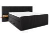 Boxspringbett mit LED-Nachttischen Doppelzimmer hart 200 cm Doppelmatratze + Visco-Topper Cordstoff schwarz