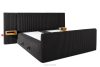 LILIUM PRO Boxspringbett mit LED-Nachttischen Doppelzimmer hart 200 cm Doppelmatratze + Visco-Topper Cordstoff schwarz schwarz - Foto 5