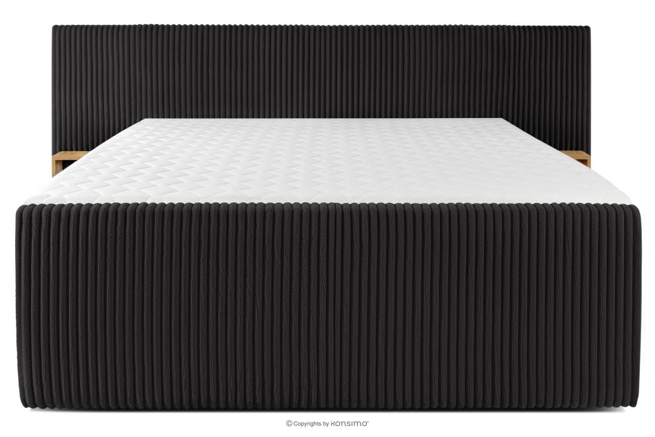 LILIUM PRO Boxspringbett mit LED-Nachttischen Doppelzimmer hart 200 cm Doppelmatratze + Visco-Topper Cordstoff schwarz schwarz - Foto 5