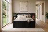 LILIUM PRO Boxspringbett mit LED-Nachttischen Doppelzimmer hart 200 cm Doppelmatratze + Visco-Topper Cordstoff schwarz schwarz - Foto 24