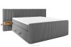 Boxspringbett mit LED-Nachttischen Doppelzimmer hart 200 cm Doppelmatratze + Visco-Topper Cordstoff grau