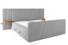 LILIUM PRO Boxspringbett mit LED-Nachttischen Doppelzimmer hart 200 cm Doppelmatratze + Visco-Topper Cordstoff hellgrau hellgrau - Foto 5