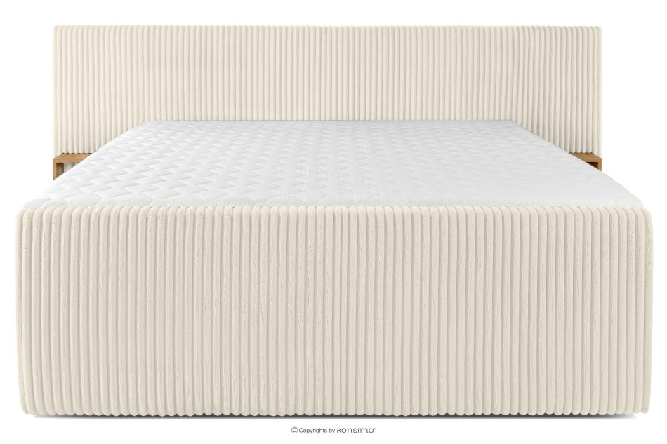 LILIUM PRO Boxspringbett mit LED-Nachttischen Doppelzimmer hart 200 cm Doppelmatratze + Visco-Topper Cordstoff weiß/ecru weiß/ecru - Foto 5