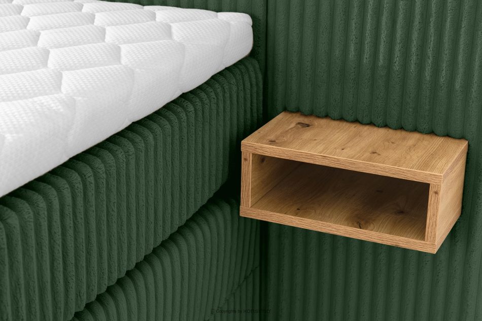 LILIUM PRO Boxspringbett mit LED-Nachttischen Doppelzimmer hart 200 cm Doppelmatratze + Visco-Topper Cordstoff dunkelgrün dunkelgrün - Foto 17