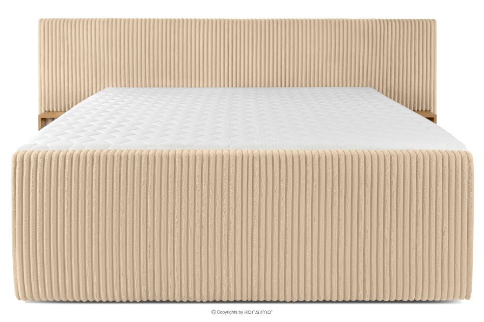 LILIUM PRO Boxspringbett mit LED-Nachttischen Doppelzimmer hart 200 cm Doppelmatratze + Visco-Topper Cordstoff sandfarben sandfarben - Foto 5