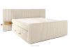 LILIUM PRO Boxspringbett mit LED-Nachttischen Doppelzimmer hart 200 cm Doppelmatratze + Visco-Topper Cordstoff beige beige - Foto 4