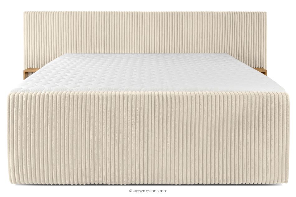 LILIUM PRO Boxspringbett mit LED-Nachttischen Doppelzimmer hart 200 cm Doppelmatratze + Visco-Topper Cordstoff beige beige - Foto 5