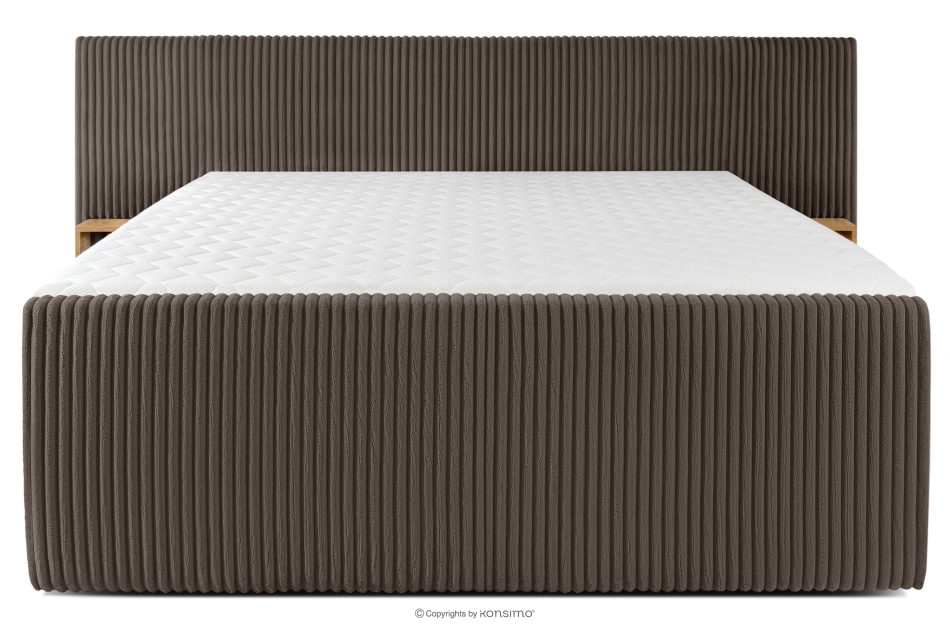 LILIUM PRO Boxspringbett mit LED-Nachttischen Doppelzimmer hart 200 cm Doppelmatratze + Visco-Topper Cordstoff braun braun - Foto 5