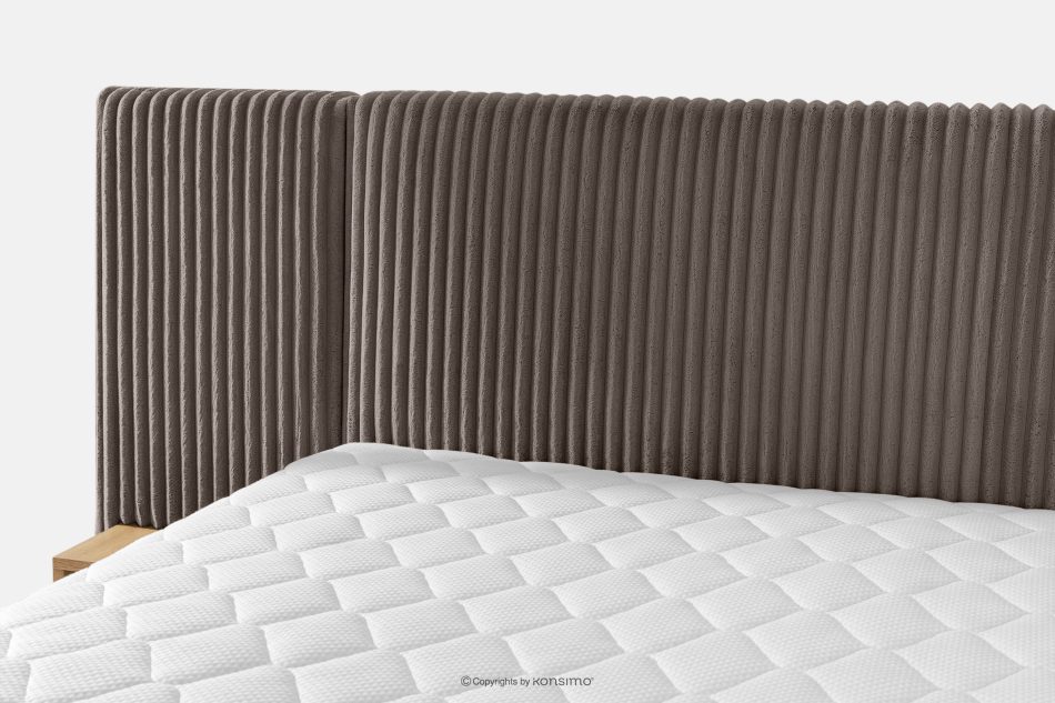 LILIUM PRO Boxspringbett mit LED-Nachttischen Doppelzimmer hart 200 cm Doppelmatratze + Visco-Topper Cordstoff braun braun - Foto 10