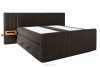 LILIUM PRO Boxspringbett mit LED-Nachttischen Doppelzimmer hart 200 cm Doppelmatratze + Visco-Topper Cordstoff dunkelbraun dunkelbraun - Foto 4