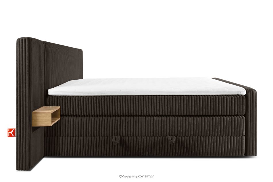 LILIUM PRO Boxspringbett mit LED-Nachttischen Doppelzimmer hart 200 cm Doppelmatratze + Visco-Topper Cordstoff dunkelbraun dunkelbraun - Foto 6