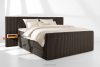 LILIUM PRO Boxspringbett mit LED-Nachttischen Doppelzimmer hart 200 cm Doppelmatratze + Visco-Topper Cordstoff dunkelbraun dunkelbraun - Foto 2