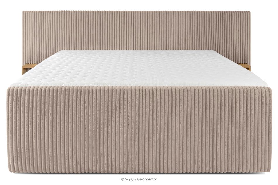 LILIUM PRO Boxspringbett mit LED-Nachttischen Doppelzimmer hart 200 cm Doppelmatratze + Visco-Topper Cordstoff taupe taupe - Foto 5