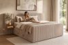 LILIUM PRO Boxspringbett mit LED-Nachttischen Doppelzimmer hart 200 cm Doppelmatratze + Visco-Topper Cordstoff taupe taupe - Foto 23