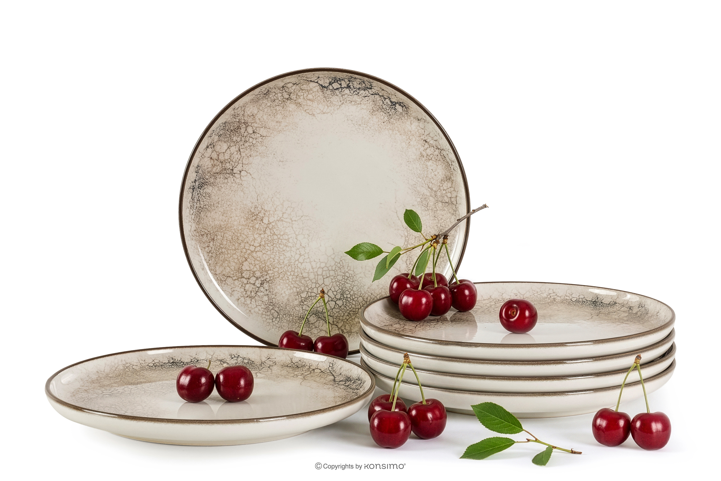 Dessertteller japandi 6 Stück beige/grau/dunkelblau