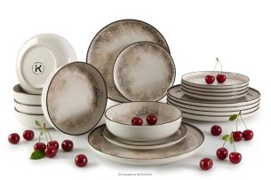 KERI, https://konsimo.de/kollektion/keri/ Essgeschirr-Set japandi 6 Personen (18 Stück) beige/grau/dunkelblau beige/grau/dunkelblau - Foto