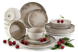 KERI, https://konsimo.de/kollektion/keri/ Essgeschirr-Set im Japandi-Stil 6 Personen (18 Stück) beige/grau/dunkelblau beige/grau/dunkelblau - Foto