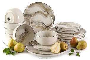 SALVA, https://konsimo.de/kollektion/salva/ Essgeschirr-Set nordischer Stil 6 Personen (18 Stück) grau/sandfarben/beige grau/sandfarben/beige - Foto