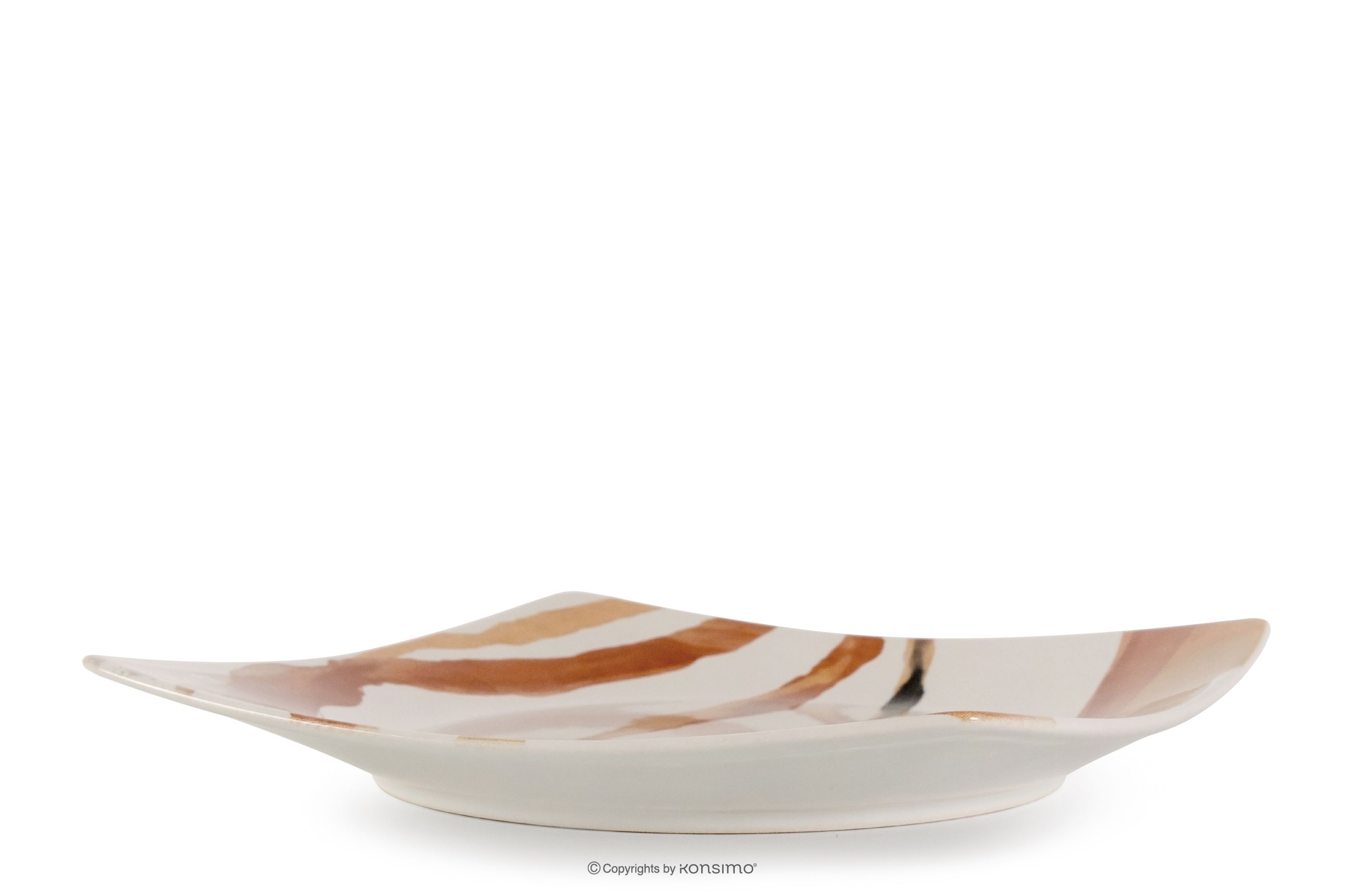 Dessertteller quadratischer Boho-Stil braun/beige/dunkelblau