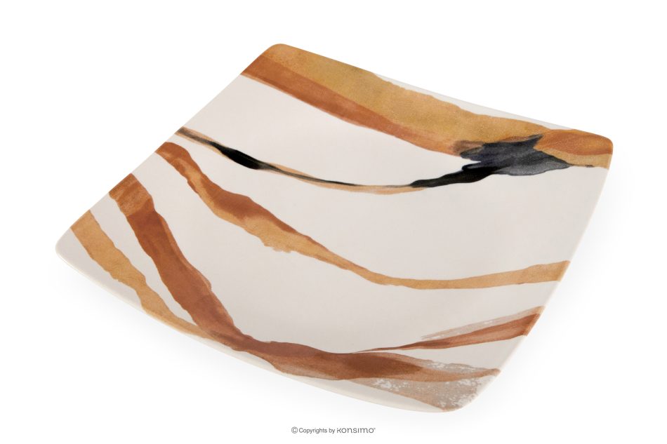 RONARI Dessertteller quadratischer Boho-Stil braun/beige/dunkelblau braun/beige/dunkelblau - Foto 2