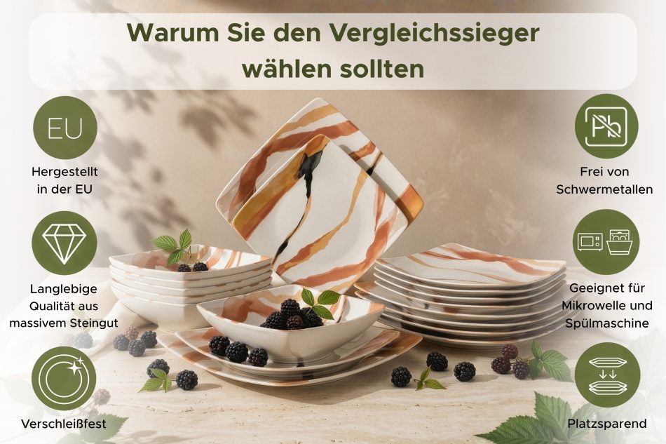 RONARI Dessertteller quadratischer Boho-Stil braun/beige/dunkelblau braun/beige/dunkelblau - Foto 7