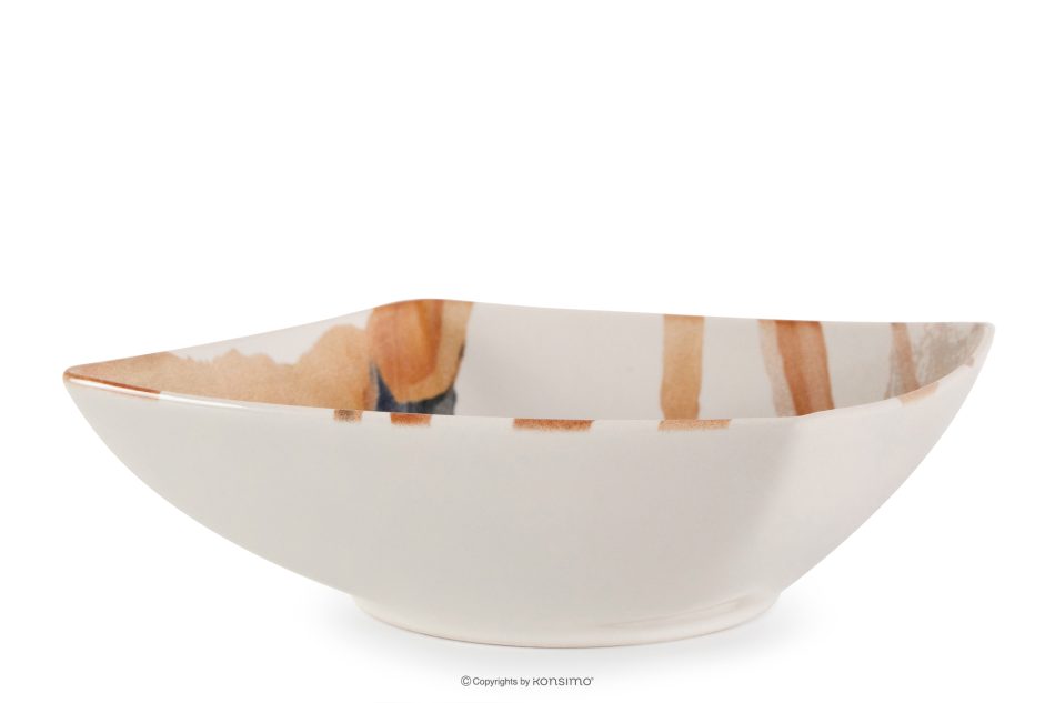 RONARI Tiefer Teller quadratischer Boho-Stil braun/beige/dunkelblau braun/beige/dunkelblau - Foto 0