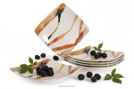 Dessertteller quadratischer Boho-Stil 6 Stück braun/beige/dunkelblau