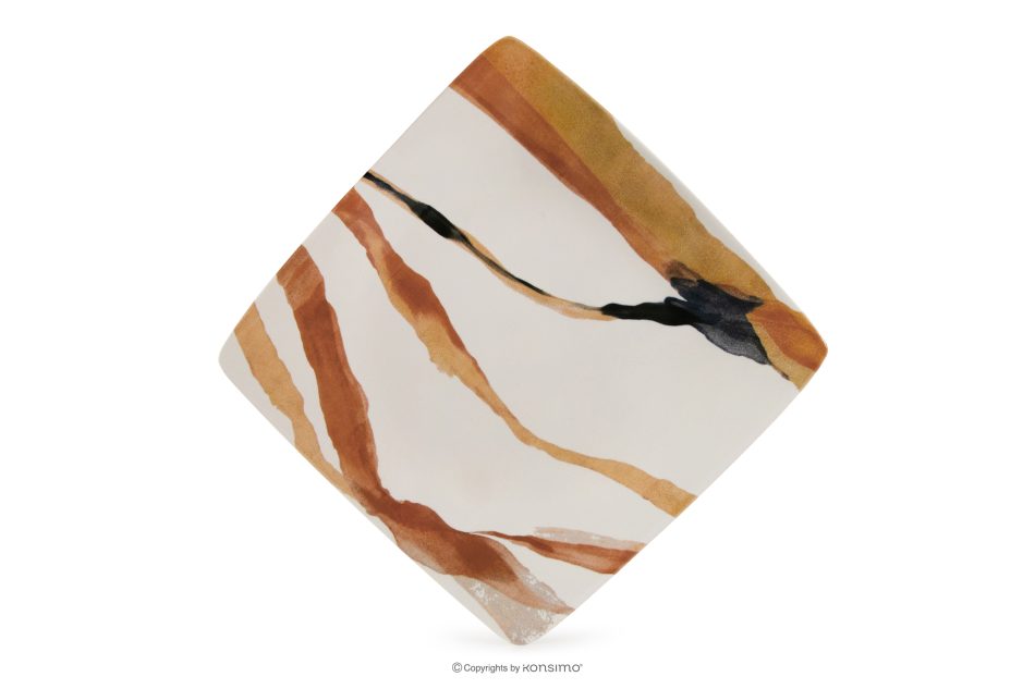 RONARI Dessertteller quadratischer Boho-Stil 6 Stück braun/beige/dunkelblau braun/beige/dunkelblau - Foto 6