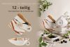 RONARI Essgeschirr-Set quadratischer Boho-Stil 6 Personen (12 Stück) braun/beige/dunkelblau braun/beige/dunkelblau - Foto 8