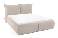 Bett ohne Füße mit Lattenrost und weichem Kopfteil beige Chenillestoff 140