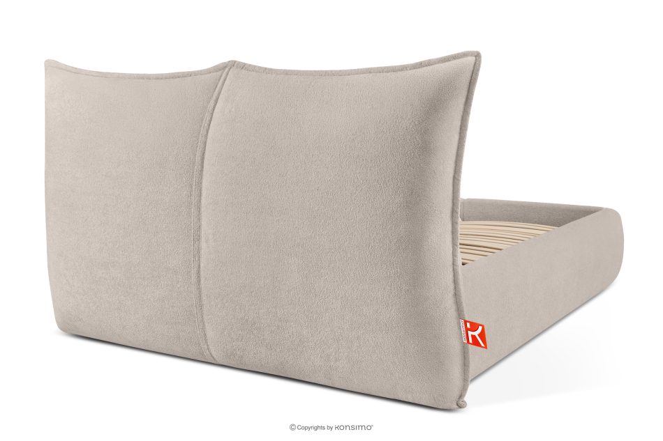 CONSO Bett ohne Füße mit Lattenrost und weichem Kopfteil beige Chenillestoff 140 beige - Foto 5