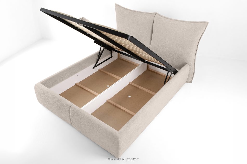 CONSO Bett ohne Füße mit Lattenrost und weichem Kopfteil beige Chenillestoff 140 beige - Foto 6