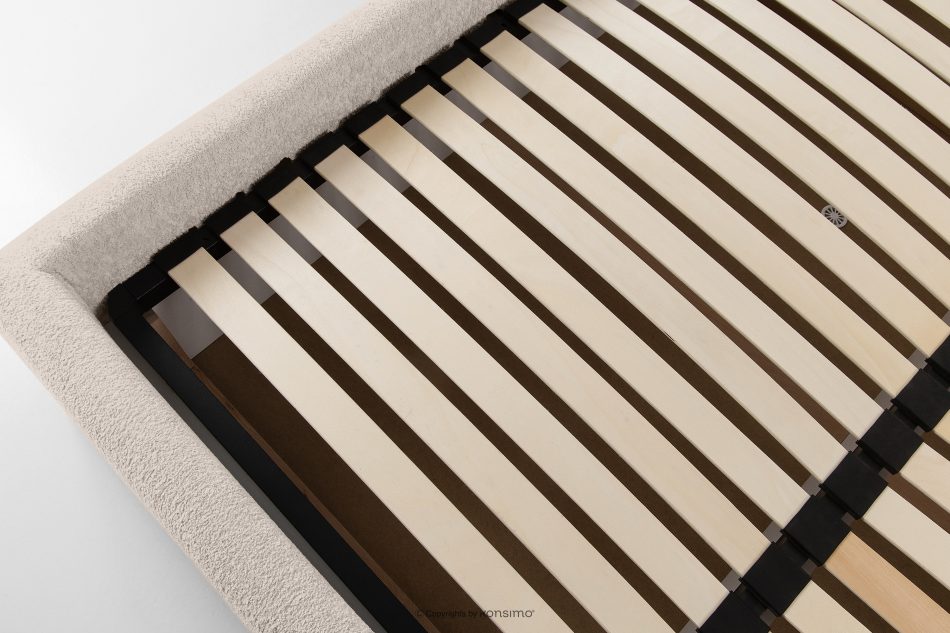 CONSO Bett ohne Füße mit Lattenrost und weichem Kopfteil beige Chenillestoff 140 beige - Foto 11