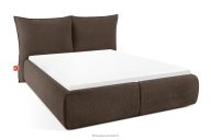 Bett ohne Füße mit Lattenrost und weichem Kopfteil dunkelbraun Chenillestoff 140