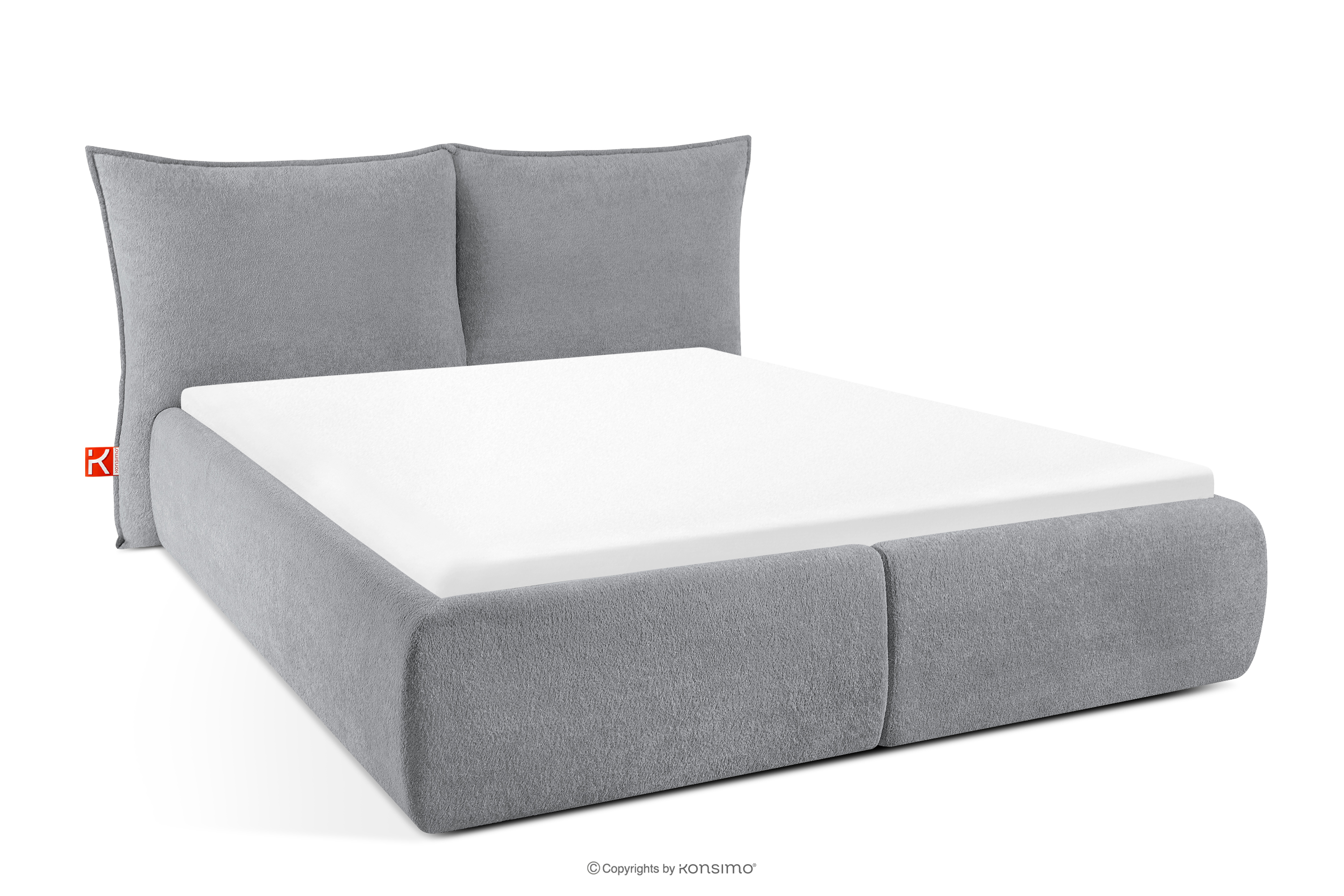 Bett mit Lattenrost und weichem Kopfteil grauer Chenillestoff 160