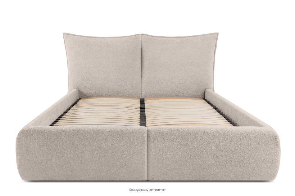 CONSO Bett mit Lattenrost und weichem Kopfteil beige Chenillestoff 160 beige - Foto 3