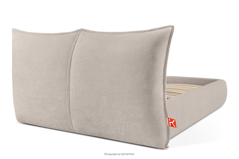 CONSO Bett mit Lattenrost und weichem Kopfteil beige Chenillestoff 160 beige - Foto 5