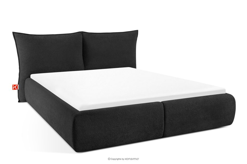 CONSO Bett mit weichem Kopfteil und Lattenrost schwarz Chenillestoff 180 schwarz - Foto 0