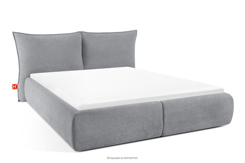 CONSO Bett mit weichem Kopfteil und Lattenrost grau Chenillestoff 180 grau - Foto 0
