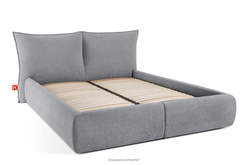 CONSO Bett mit weichem Kopfteil und Lattenrost grau Chenillestoff 180 grau - Foto 2