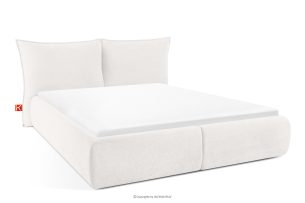 CONSO, https://konsimo.de/kollektion/conso/ Bett mit weichem Kopfteil und Lattenrost weiß Chenillestoff 180 weiß - Foto